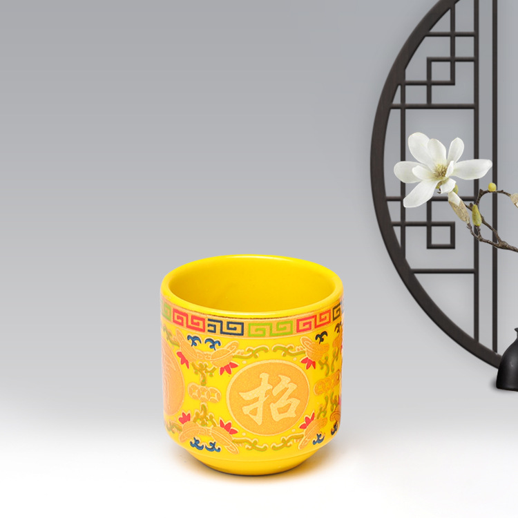 God of Wealth Wine Glass Ceramic Wine Glass Water Supply Cup Tea Cup Tribute Water Cup Worship Soup Bowl Wine Cup Wholesale Guan Gong Wine Glass