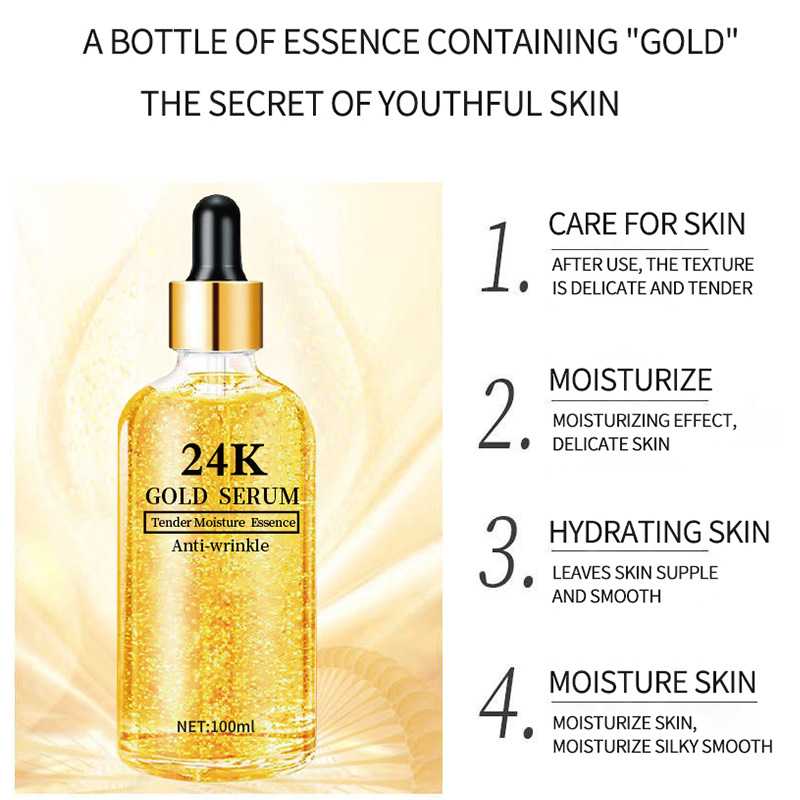 Gold liquid English version explosions moisturizing anti-wrinkle firming skin care products stock solution cross-border factory wholesale
