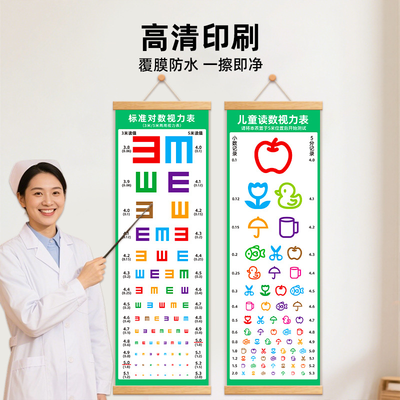 Standard Logarithmic Vision Chart for Children and Adults, Ophthalmic Vision Test Chart, Air Force Standard Vision Chart