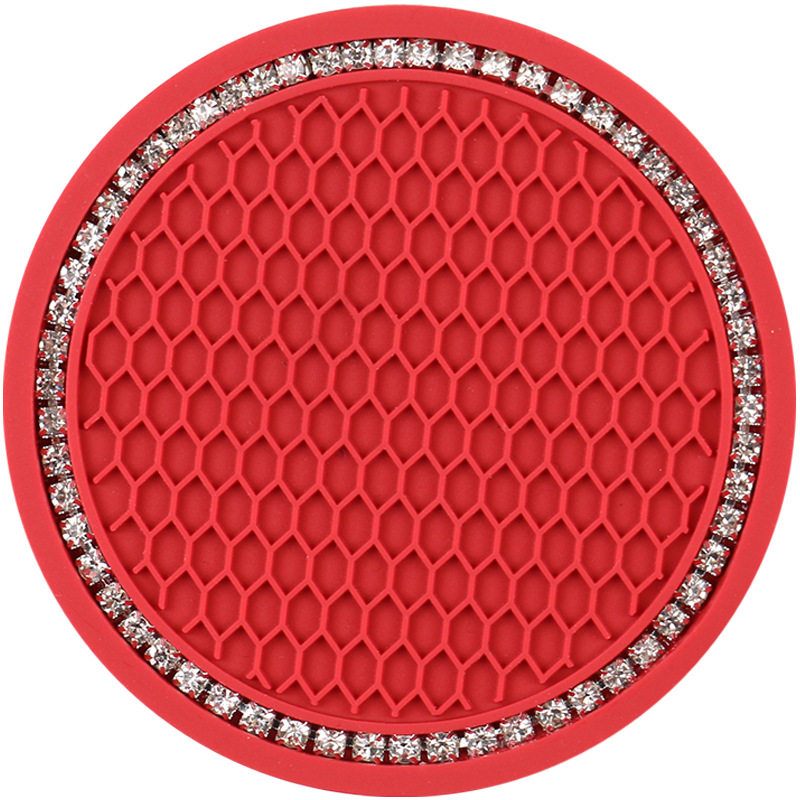 Creative Grid Honeycomb Cross-border Amazon Steam Car Water Cup Mat Multifunctional Car Storage with Rhinestone Anti-slip Mat