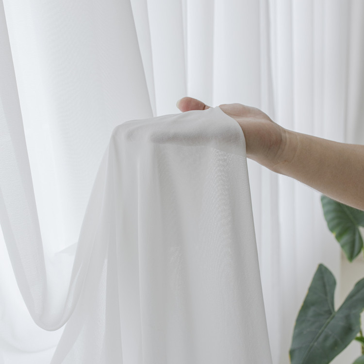 Amazon 100D Chiffon White Window Screen Tulle Curtain Cross-Border E-Commerce Popular Gauze Curtain Wedding Cloth Gauze Curtain