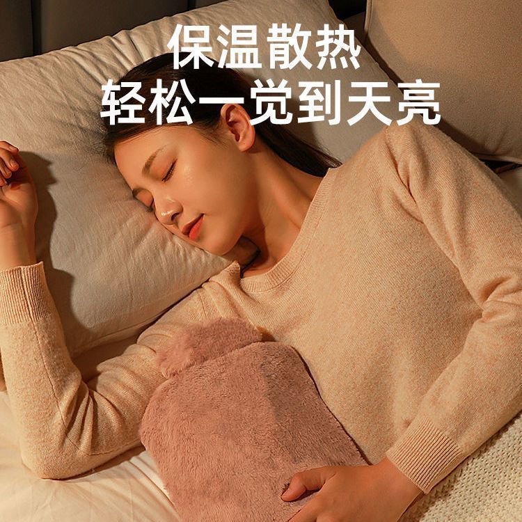 Hot Water Bottle Filled with Water, Thickened Hand Warmer, Hot Compress for Belly, Cute Plush Water-Filled Cloth Cover, Explosion-Proof Student Wholesale