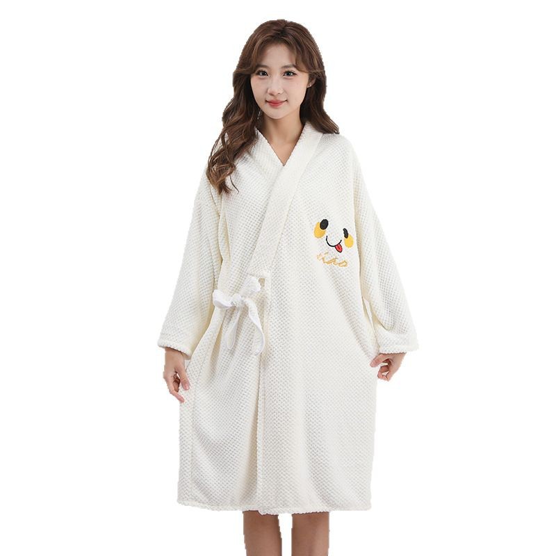 Coral Fleece Bath Dress Spring and Autumn Wearing Bath Towel Women's Thickened Soft Absorbent Quick-drying Household Pajamas Bath Bathrobe