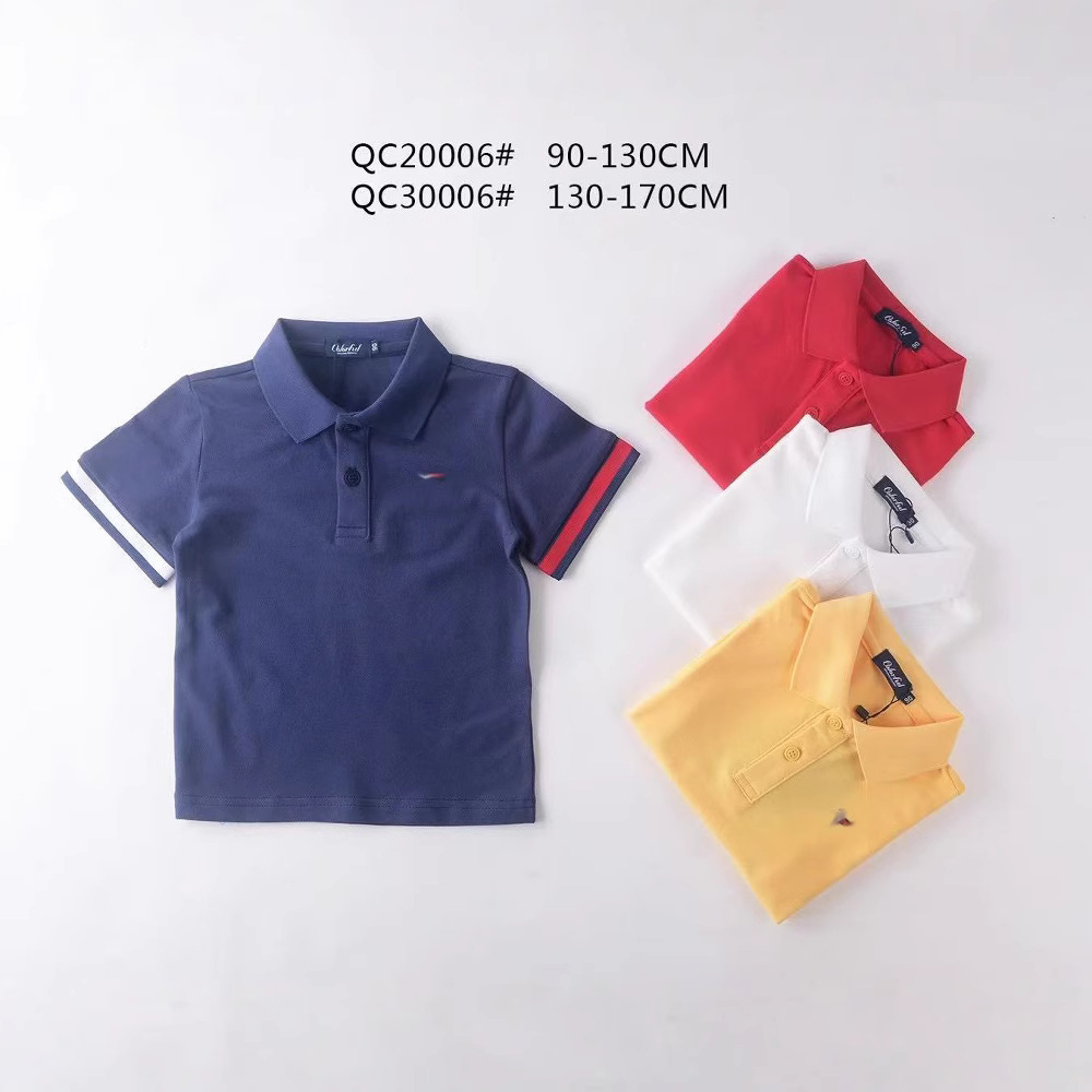 New Foreign Trade Boys' Short-Sleeve Polo Shirt, Medium and Large Children's Pique Cotton Polo Shirt, Children's Collared Top, T-Shirt, Shirt