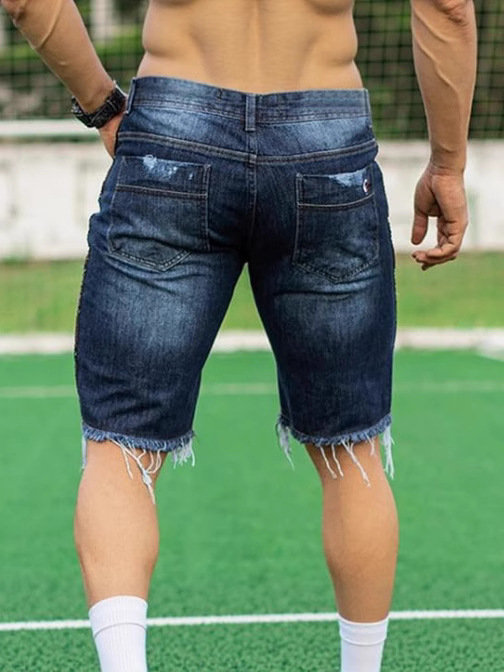 European and American Foreign Trade Cross-Border Goods Slim Fit Ripped Jeans Men's Quarter Pants Men's Fashion Brand