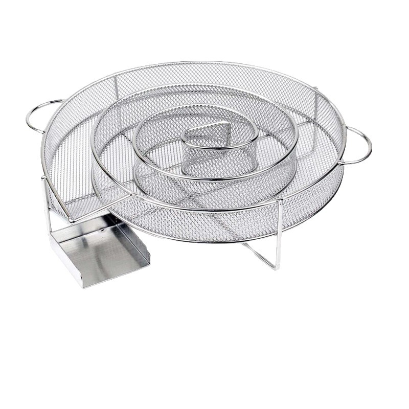 Cross-Border E-Commerce Hot-Selling Wood Chip Smoking Box Round Stainless Steel Cold Smoke Barbecue Smoking Basket Smoking Grid Tray