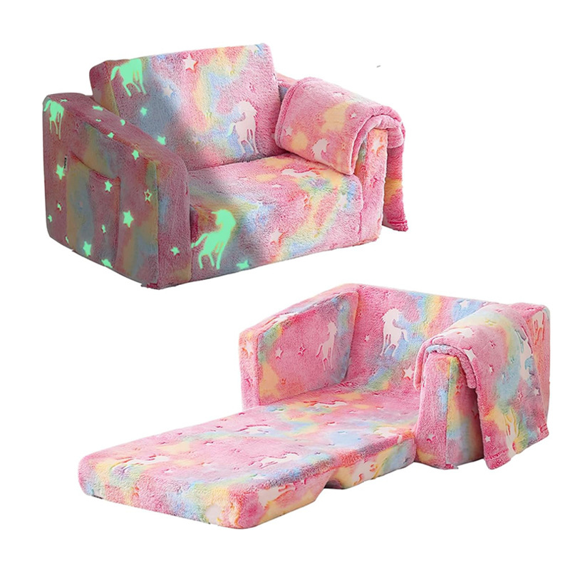 Кросс-бордер светящийся мультяшный детский диван стул фланелевая печать одинокий сжимаемый диван