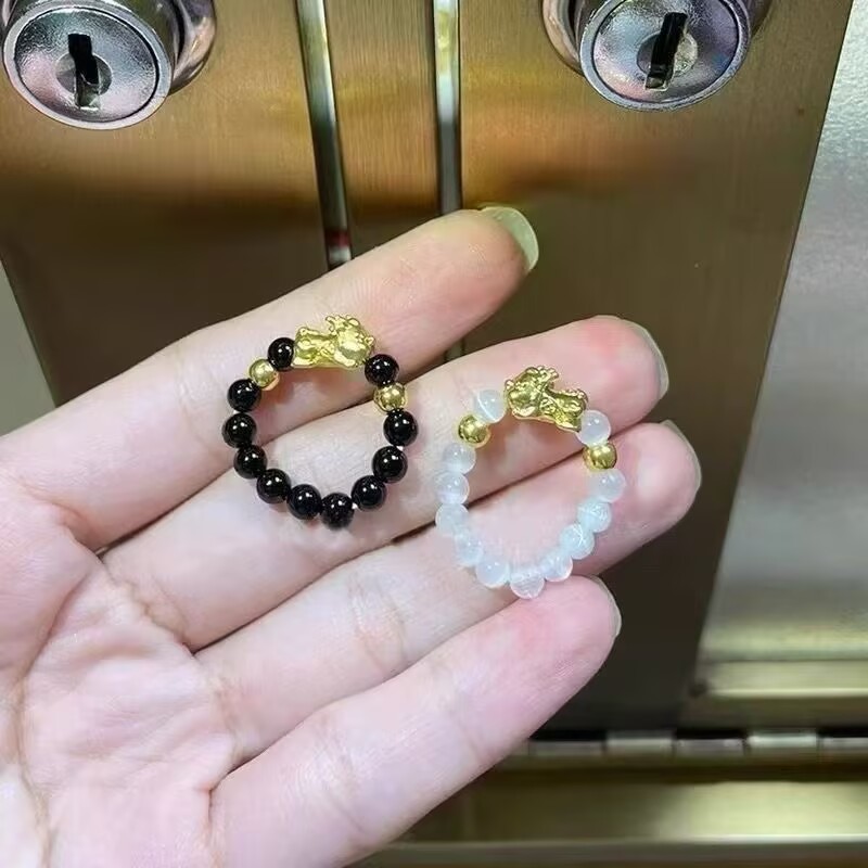 Простое кольцо любви с золотыми бусинами, удачное кольцо для пар