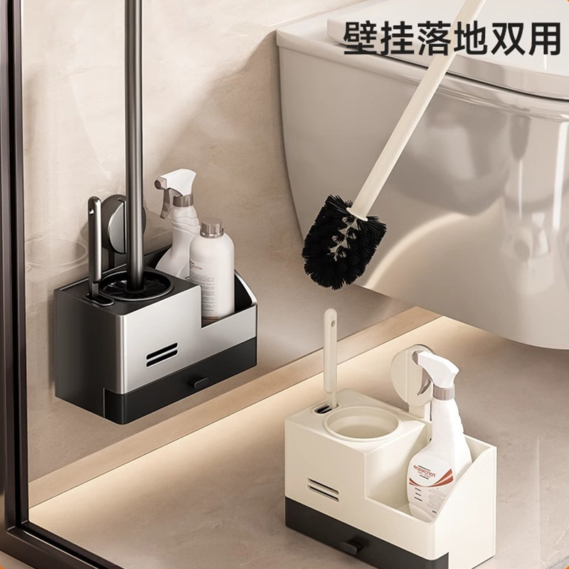 Powerful Suction Cup Toilet Brush Wall-Mounted Household No Dead Ends Punch-Free Wall-Mounted Toilet Brush Cleaning Toilet Brush