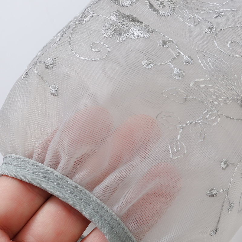 New lace oversleeve women's embroidered lace short anti-fouling down jacket oversleeve Office anti-dirty student oversleeve