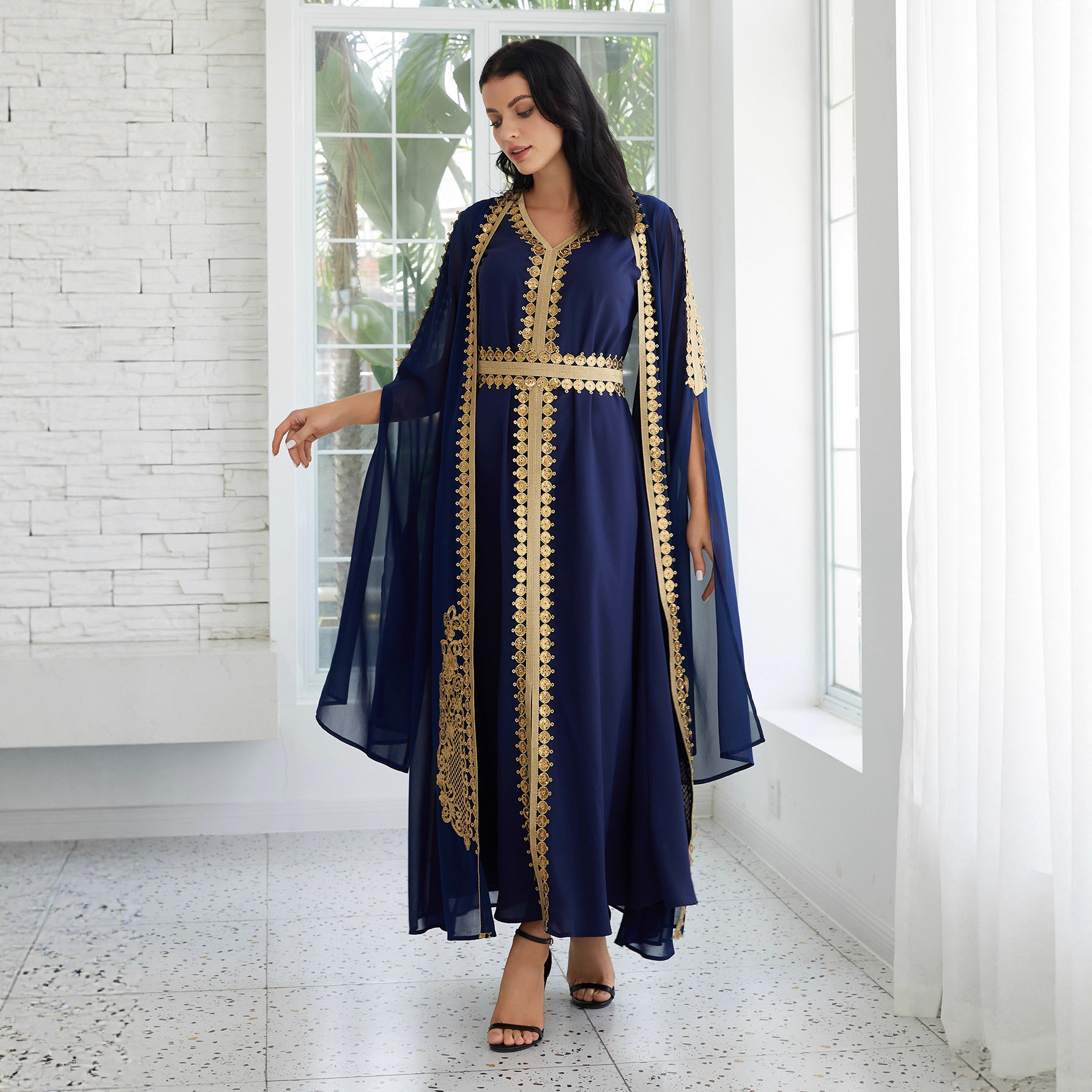 Элегантное платье-абая для мусульманок с длинной юбкой из Ближнего Востока, Саудовская Аравия, Дубай