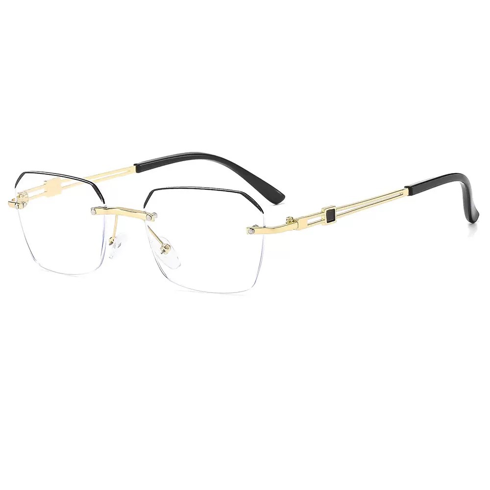 New frameless cut border blue light reading glasses trembles the same fashion middle-aged and old age show young high-definition reading glasses
