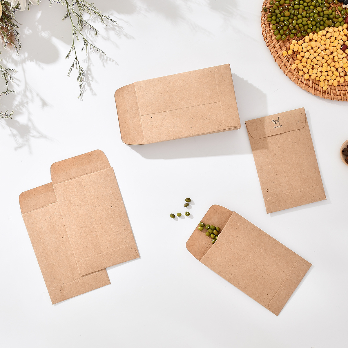 Cross-Border Customized Yellow Sealed Small Self-Adhesive Kraft Paper Seed Envelope Blank Breeding Bag Sample Bag Photo Bag