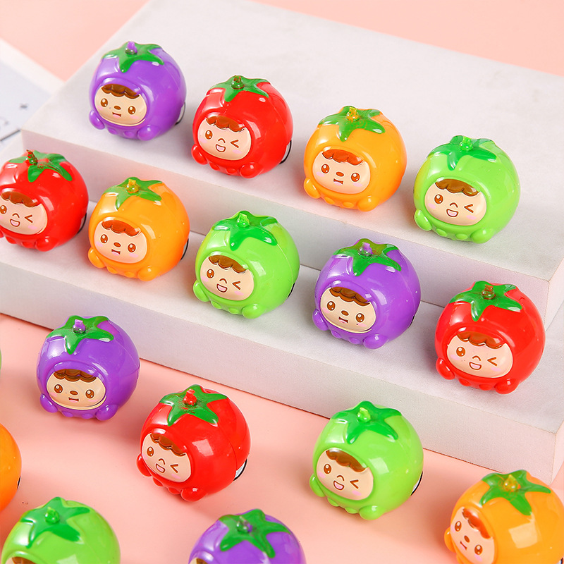 Creative Food Toy Mini Green Apple Fruit Pull-Back Car Gashapon Toy Cute Green Apple Pull-Back Car Wholesale