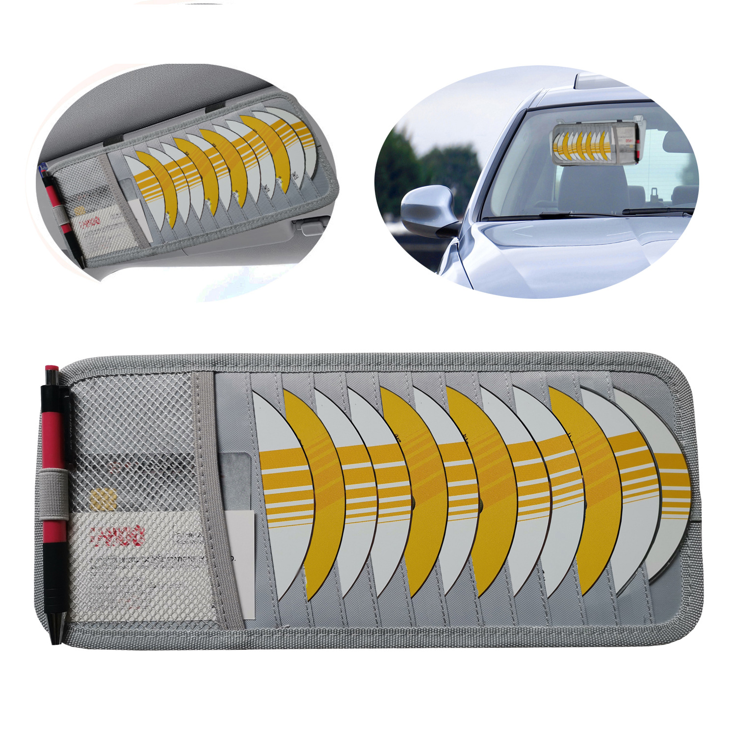 Зажим для хранения CD, сумка для солнцезащитного козырька, сумка для CD, держатель для CD