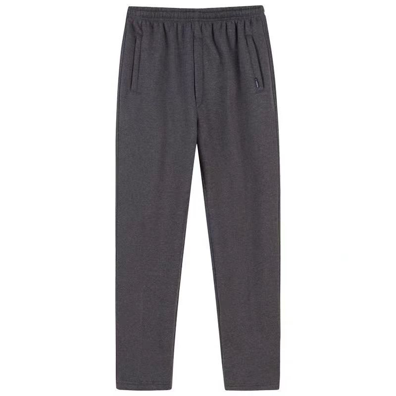 Autumn and Winter Middle-Aged and Elderly Men's Loose-Fitting Sports Pants, Elastic Waist Casual Pants for Outdoor Wear, Cotton Pants, Windproof and Warm