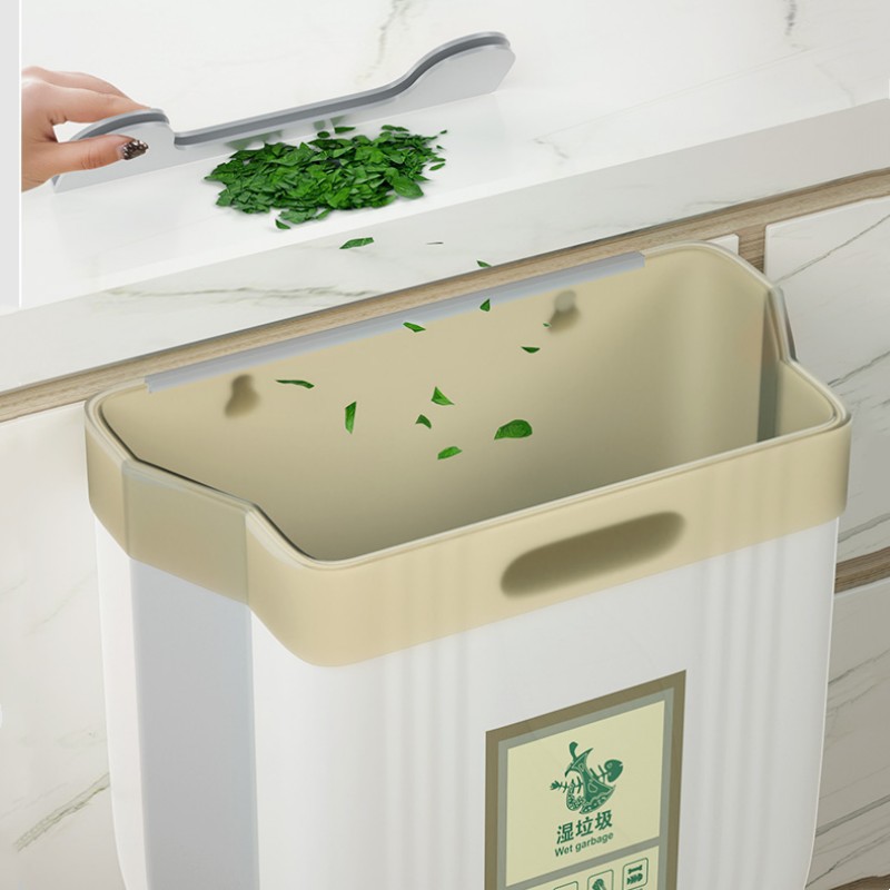 Folding Trash Bin Household Punch-free Wall-mounted Trash Bin Kitchen Hanging Trash Bin Plastic Trash Bin