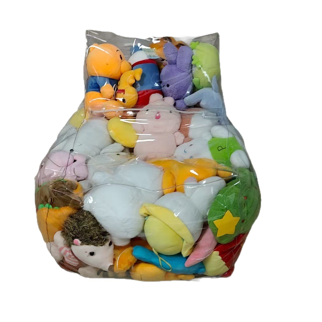 Trendy Transparent Sofa Doll Seat Storage Inflatable Chair Plush Stuffed Bedroom Furniture