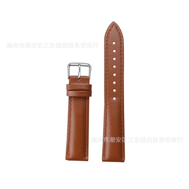 Manufacturer's Ready-Made Genuine Leather Watch Strap Plain Calfskin Needle Pattern Cowhide Strap Accessories 20Mm22Mm
