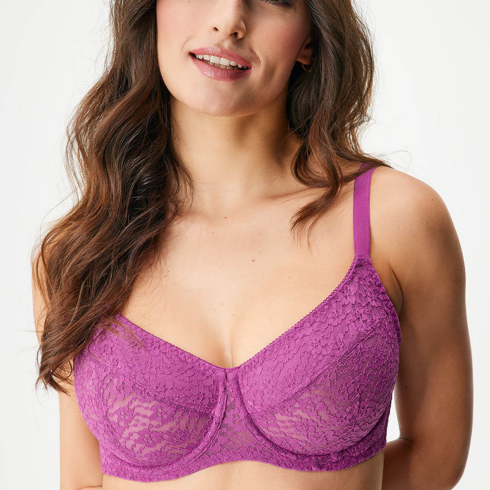 Бюстгальтер большого размера, ультратонкий, кружевной, однослойный, с полным охватом, индивидуальная обработка материалов и быстрая пробная партия