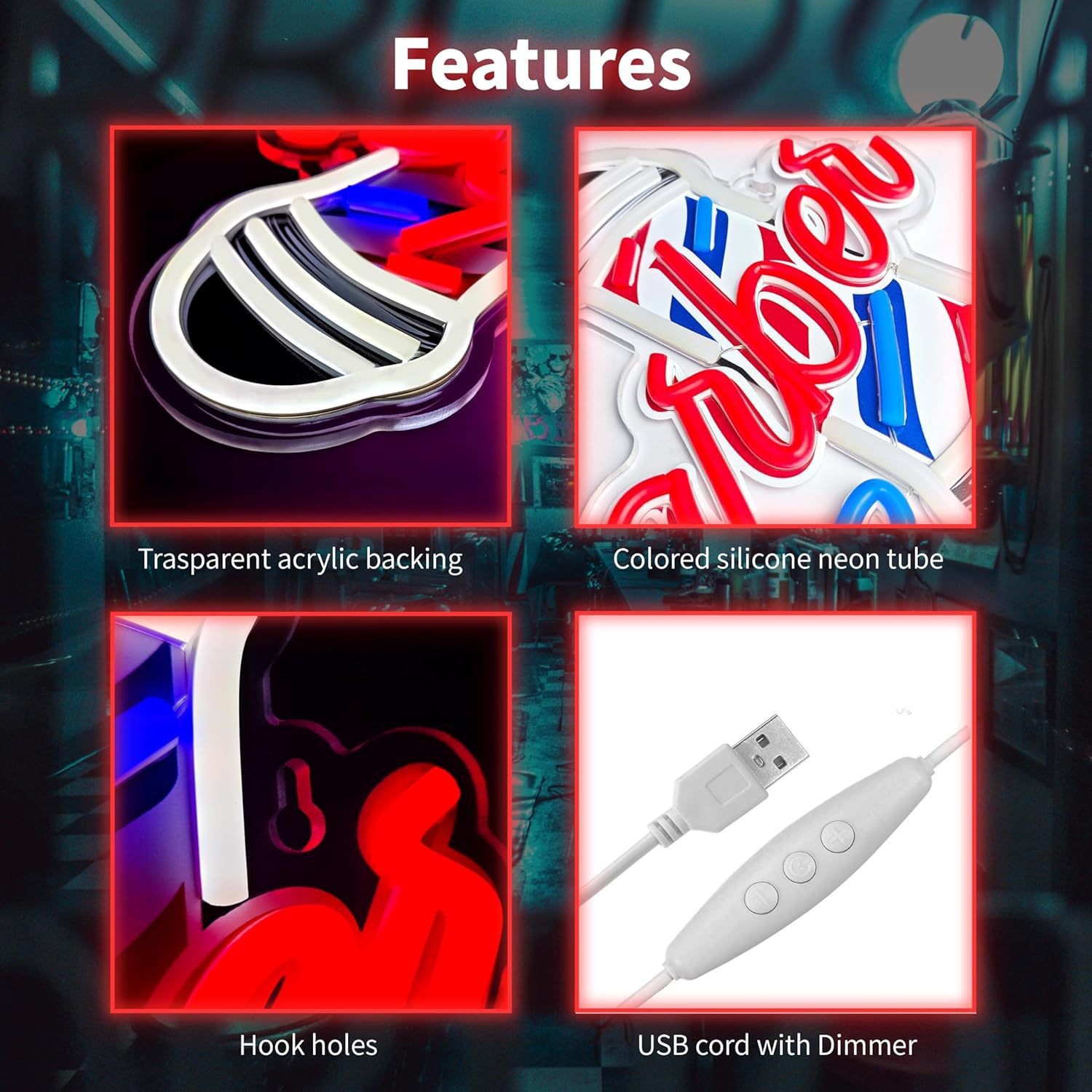 Cross-Border Hot Selling Luminous Character Neon Light Led Light Sign Billboard Suitable for Barber Shop Luminous Decorations