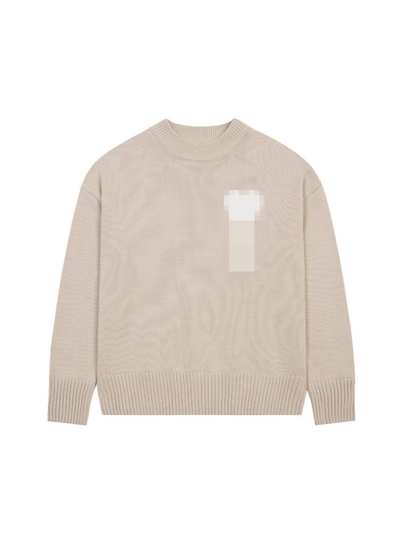 Solid Color Love Letter Korean Style Jacquard Knitted Long-sleeved Sweater Loose Casual All-match Round Neck Couple Top