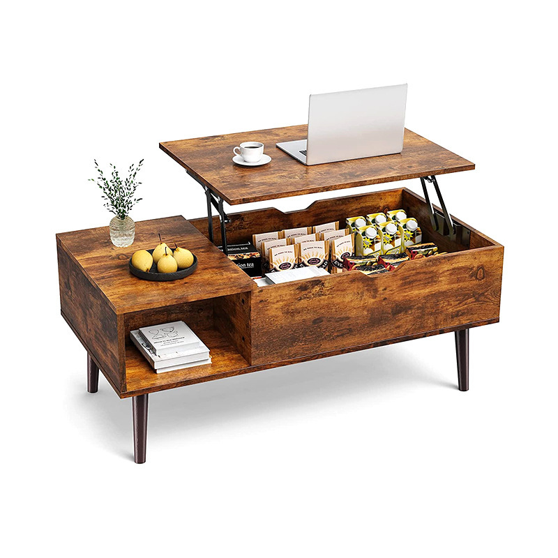 Factory direct home living room lifting adjustable height coffee table iron wood bedroom study notebook storage table
