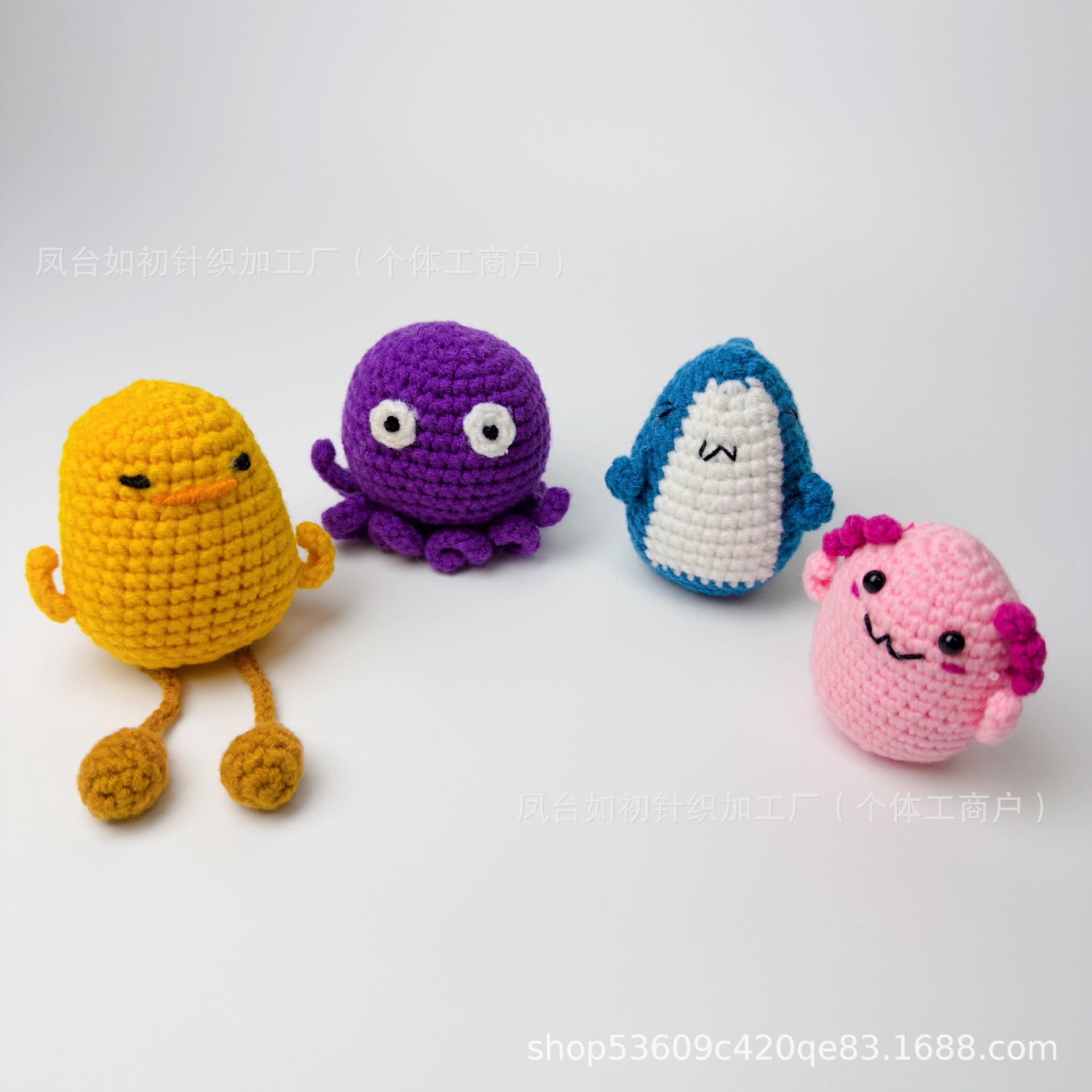 Cross-Border Popular Finished Products Handmade Woolen Knitted Doll Accessories Christmas Bear Dog Shark Salamander Parrot