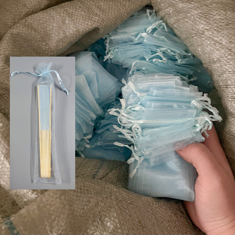 A large number of in stock wholesale 6*26CM white fan mesh bag/solid color pearl yarn bag/organza bag