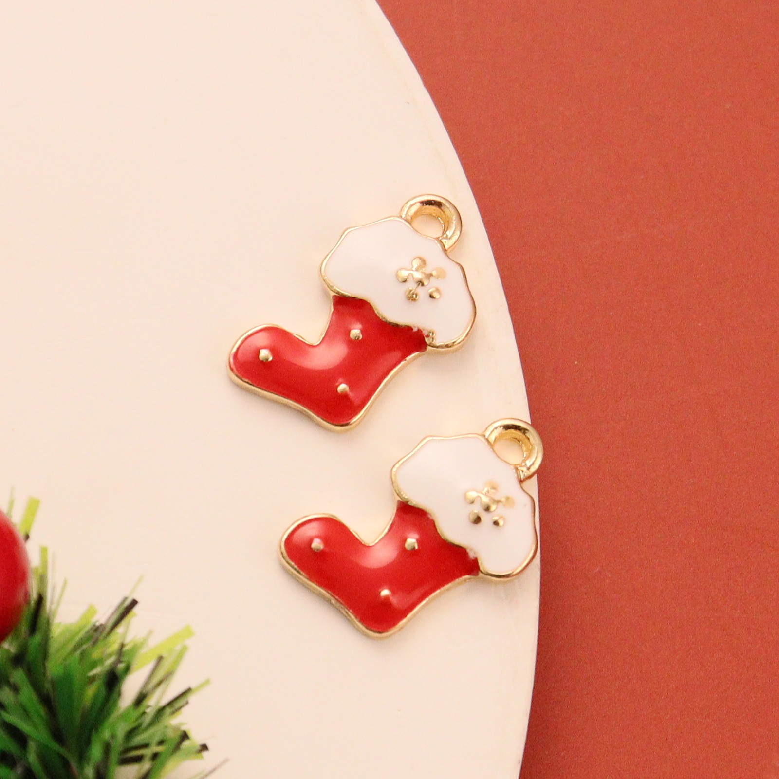 Christmas diy alloy accessories drop oil cartoon headdress earring key chain pendant accessories Santa Claus