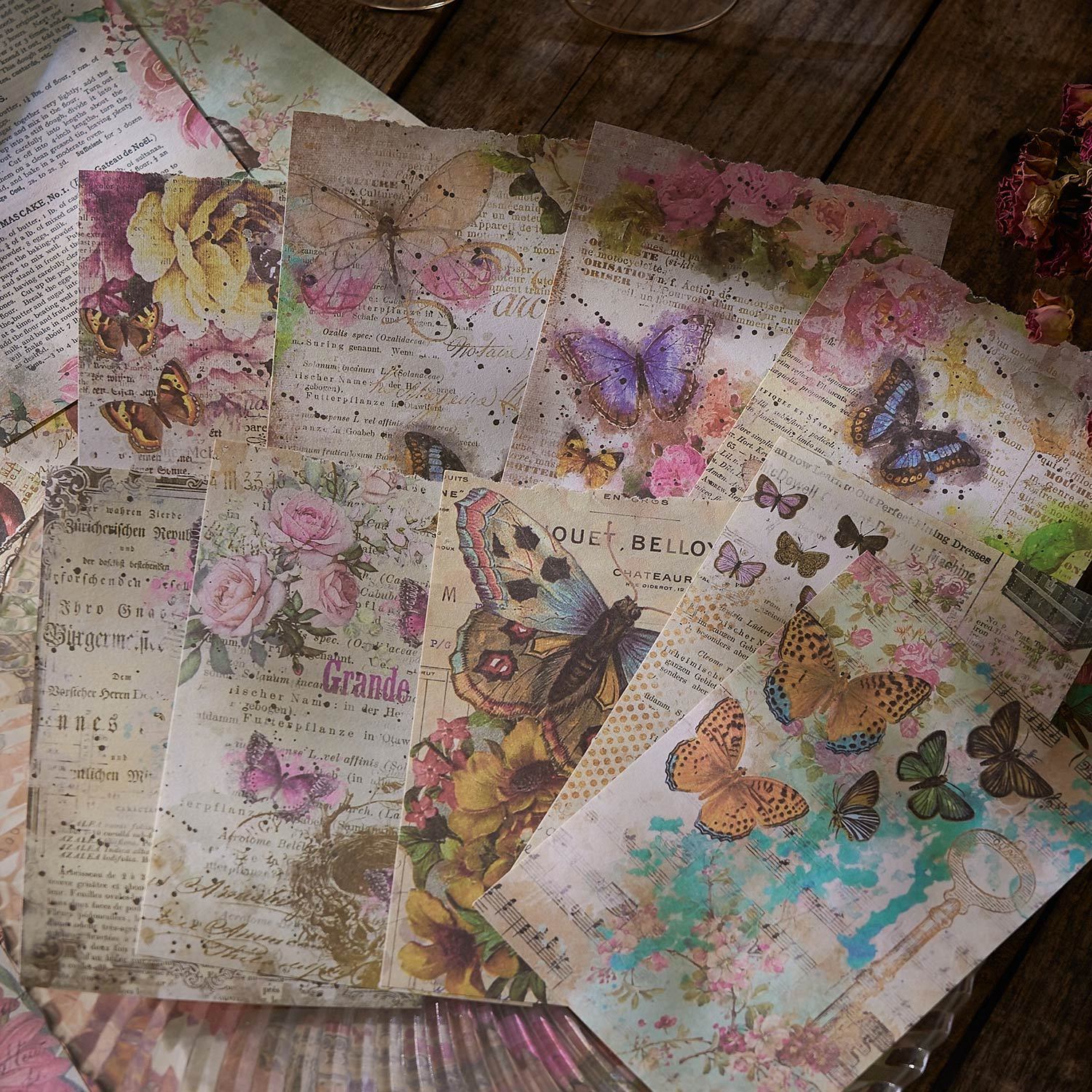 Morning foam flowers echo series material paper light retro literature background paper hand account DIY notes base paper