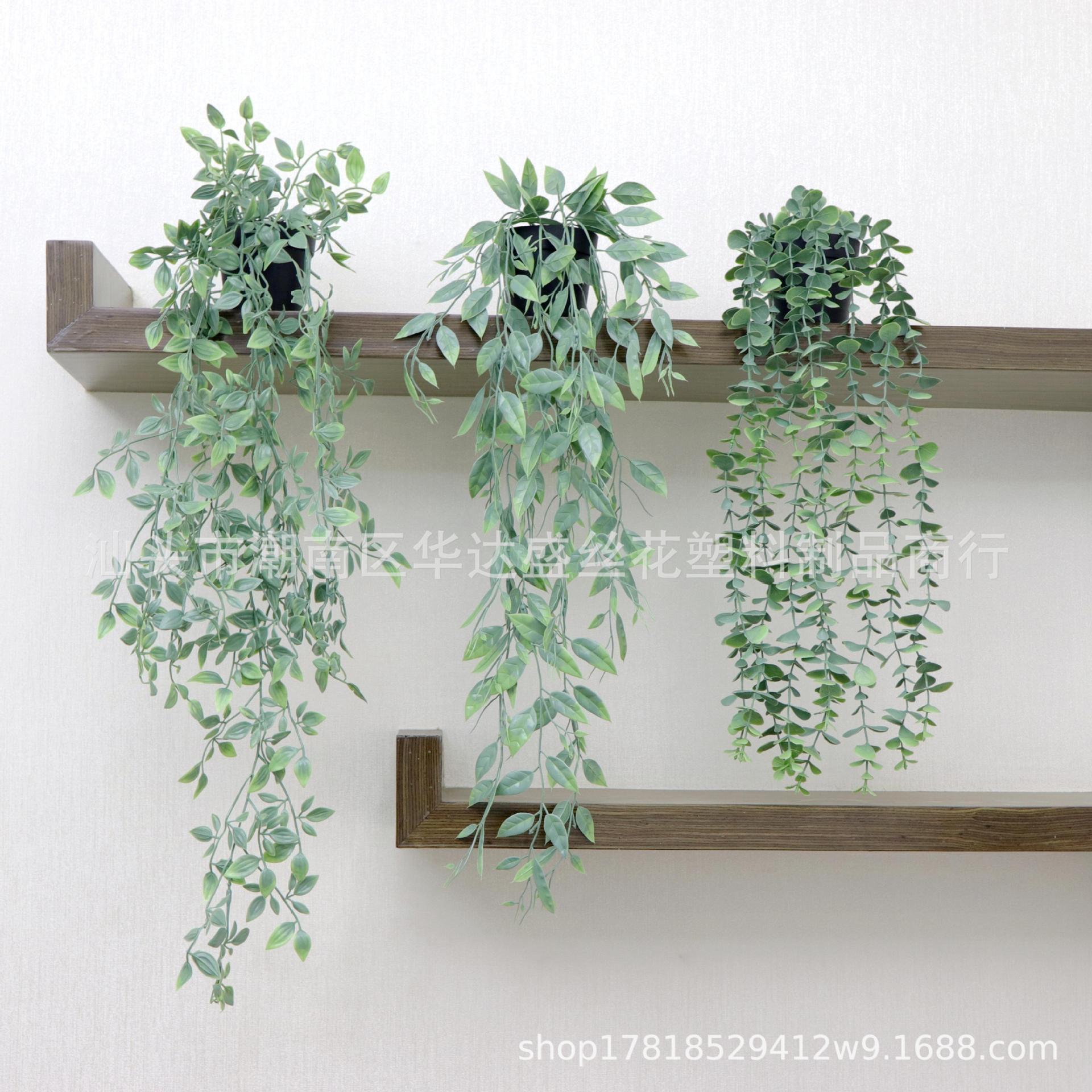 Кросс-бордовая симуляция эвкалиптовая мандала в горшке, горшечный горох, висячие листья эвкалипта, декоративный бонсай