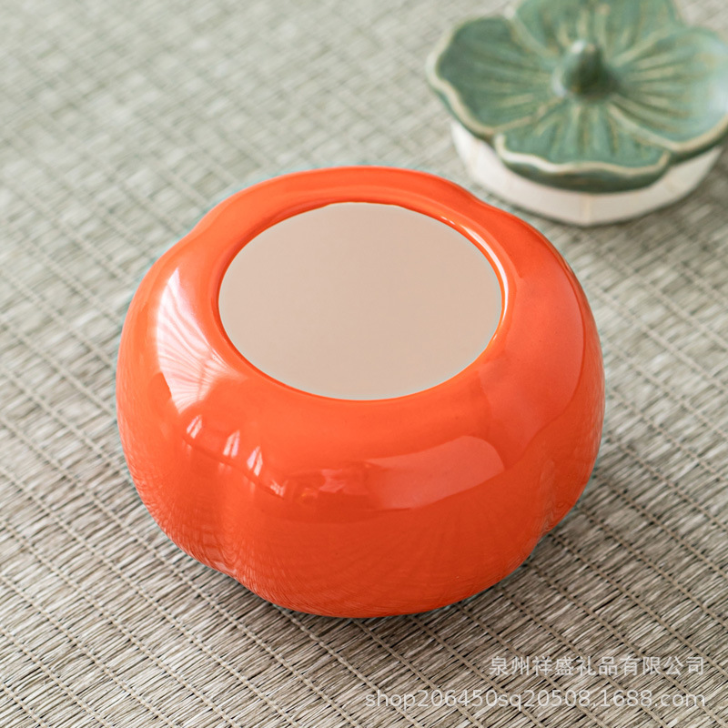 Persimmon Creative Wedding Gift Jar Wedding Jar Ceramic Accompanying Gift Persimmon Sweet Jar Tea Jar Ruyi Sugar Box