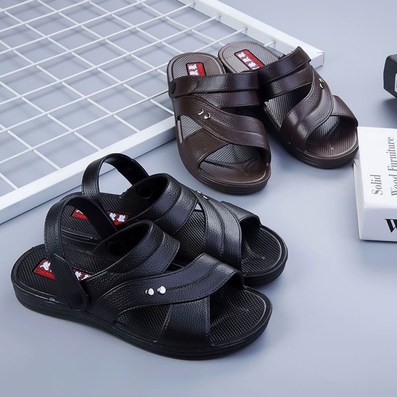 Vietnamese Rubber Dad Sandals Wear-Resistant Non-Slip Thick Summer Slippers Outdoor Men's Beach Shoes Thick-Soled Slippers Wholesale