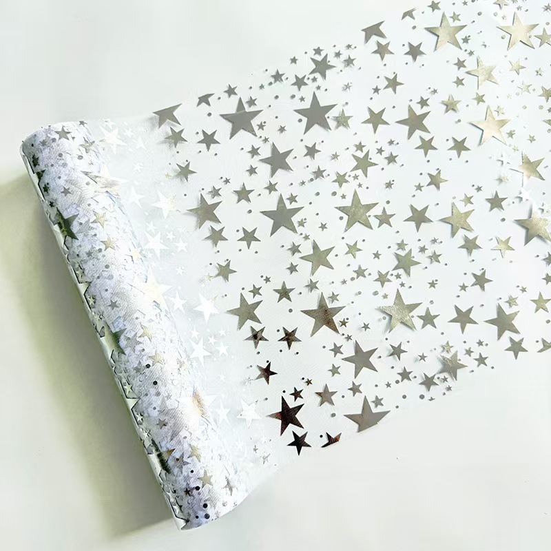 Эксклюзивная золотая посеребренная звёздная сетка для стола, подходящая для домашнего праздника, рождественского ужина, доступная роскошь