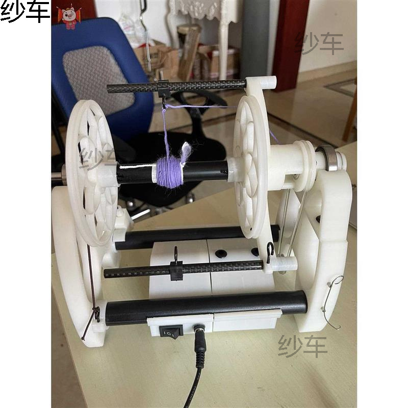 Household Mini Electric Spinning Wheel, Installation-Free, Adjustable Speed 12V Textile Dog Hair Wool Cotton Single Strand