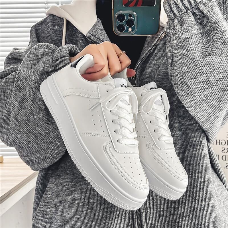 Spring Men's Shoes New Breathable White Shoes for Male Students Korean Version Trendy Versatile Thick-Soled Sports and Leisure Sneakers for Men