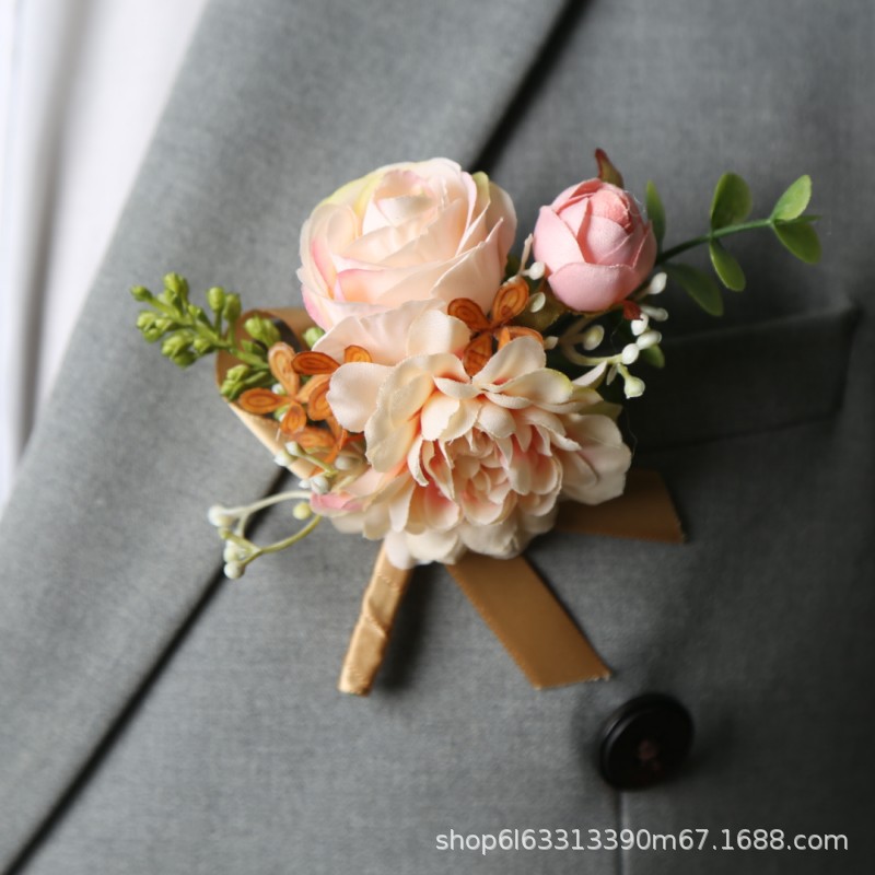 Wholesale beautiful small Qing bride wrist flower bridesmaid group sisters hand flower champagne corsage red Chinese wedding