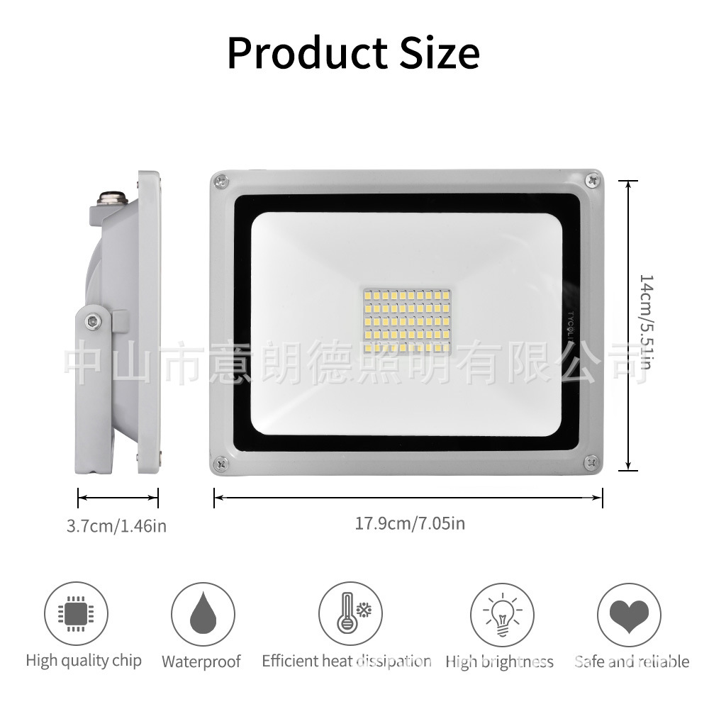 Cross-Border Amazon Thin Led Floodlight Floodlight Garage Warehouse Outdoor Waterproof 10W-100W Spotlight