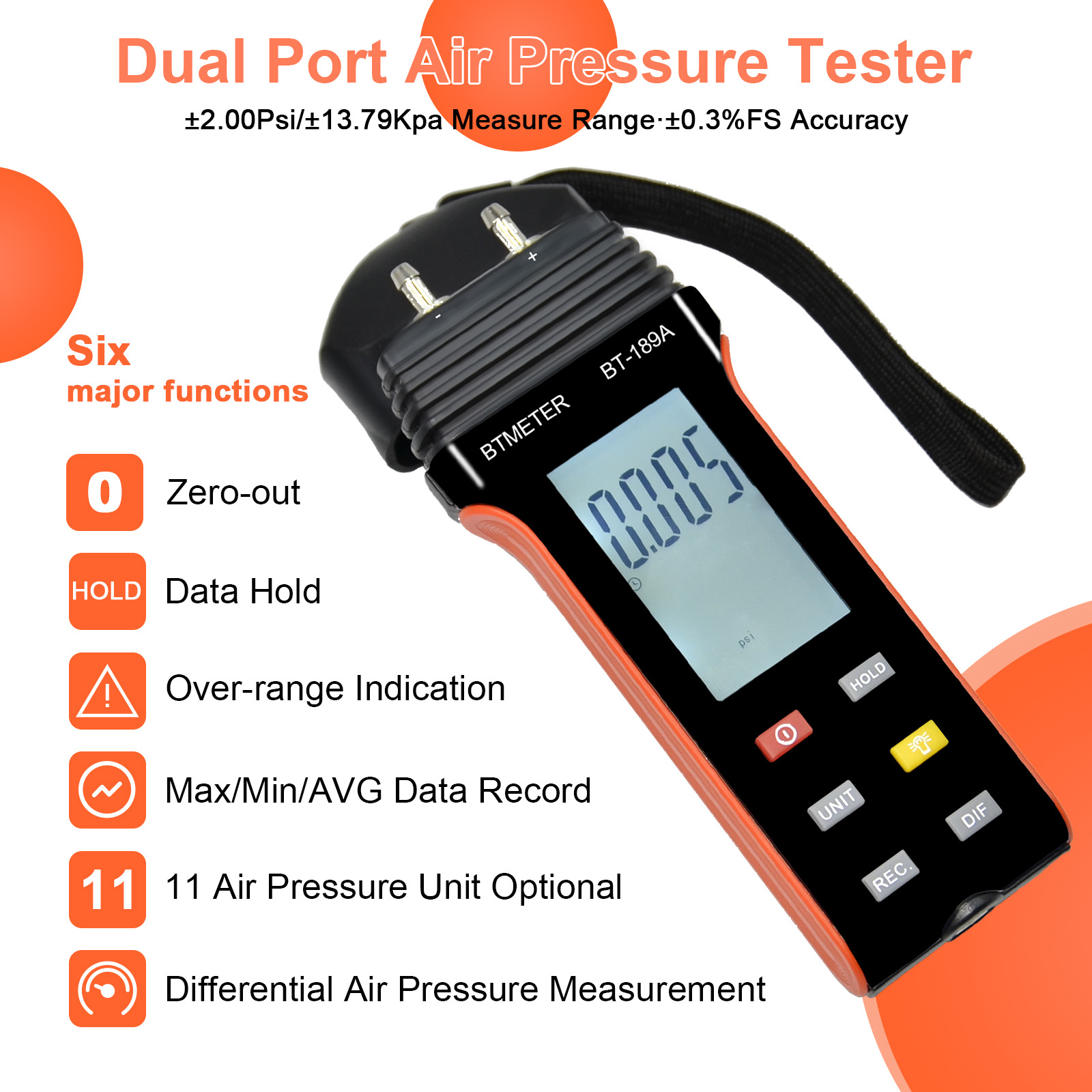 Factory wholesale 189A handheld digital pressure gauge micro pressure gauge differential pressure gauge differential pressure gauge micro pressure gauge
