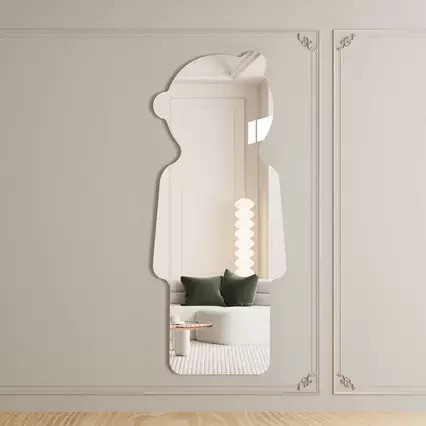 Full-Length Mirror, Special-Shaped Bear, Explosion-Proof Dressing Mirror, Household Wall-Mounted Frameless Self-Adhesive Fitting Mirror, Decorative Mirror, No Drilling Required