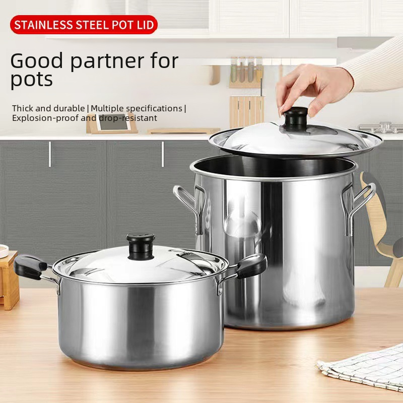 Stainless Steel Pot Lid, Round Lid, Universal Lid, Bowl Lid, Stir-Fry Lid, Small and Large Pot Lids, Household Use with Lid