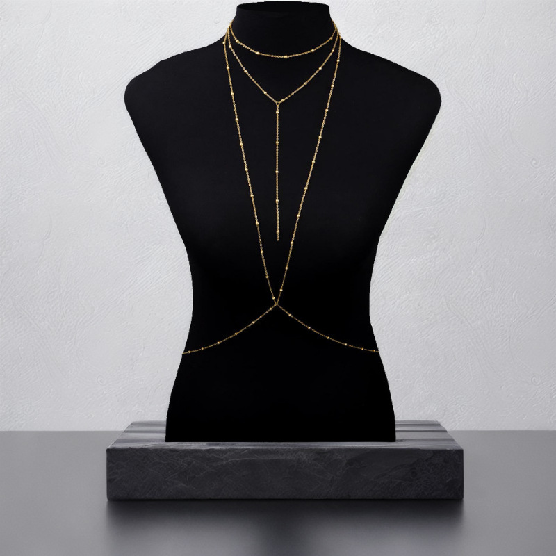 Оптовая простая и универсальная бикини-бра цепочка для тела из медных бусин