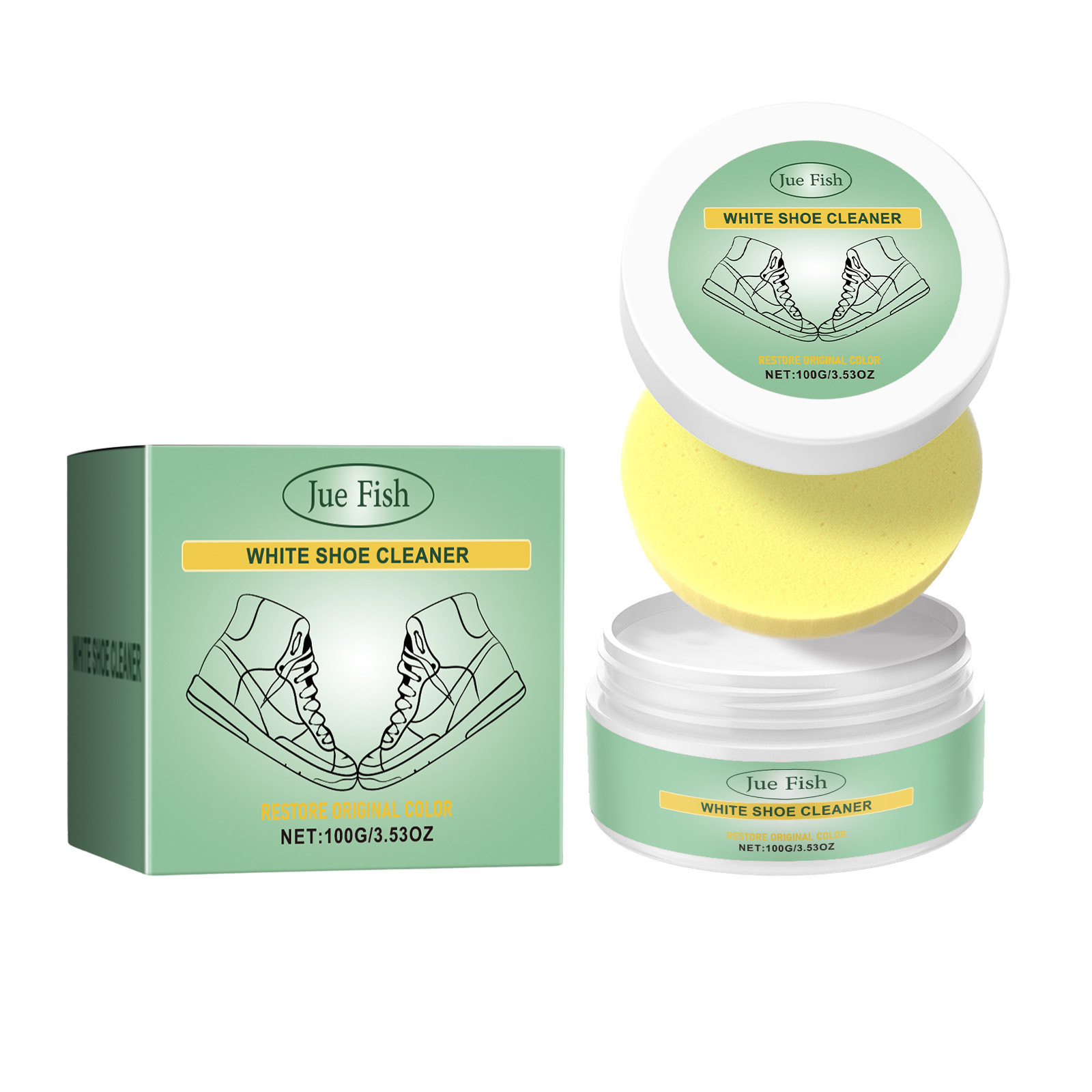 Cross-Border Juefish White Shoe Cleaning Cream Cleans Leather Shoes and Bags, White Shoes No-Wash Maintenance Portable Cleaning Cream