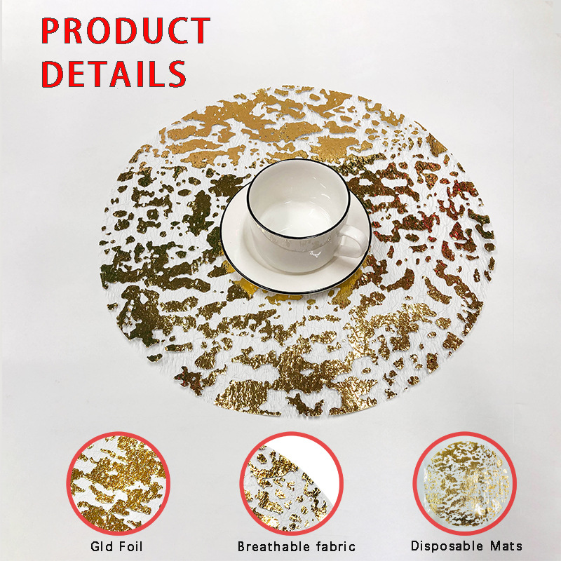 Disposable Golden Placemat Metal Round Gold Foil Mesh Mesh Table Mat Placemat Amazon in stock Wholesale