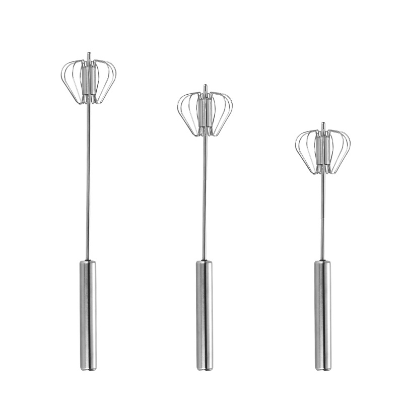 Stainless Steel Manual Egg Beater Press Type Cream Beater Semi-automatic Rotating Egg Beater Kitchen Baking Tool