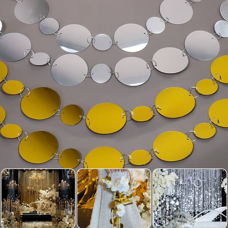 Wedding Sequin String Gold Silver Pearlescent String Hanging Curtain Background Layout Wedding Ceiling Decoration Disc Stage Hanging Decoration
