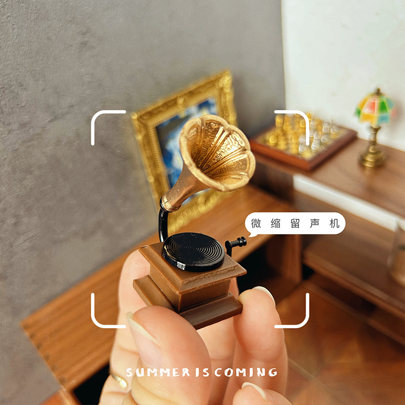 Honghao Прямые поставки ob11 Миниатюрная модель с декорациями Аксессуары для кукольного домика Ретро мини-фонограф