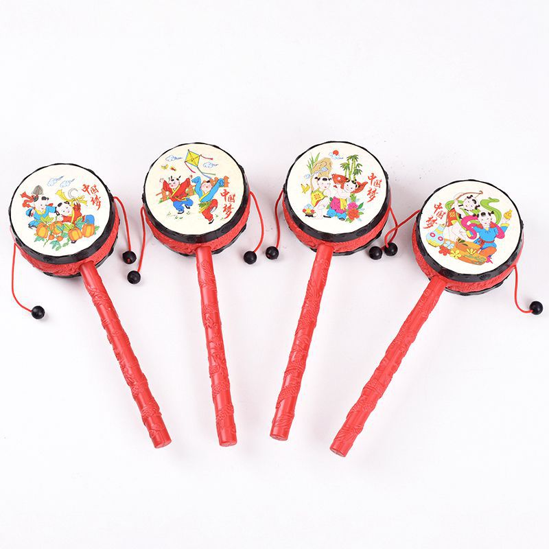 Auspicious Rattle Infant Hand Drum Traditional Classic New Year Painting Nostalgic Retro Kindergarten Small Gift
