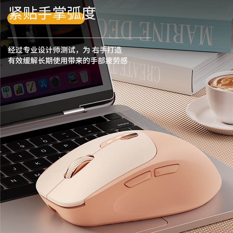 Q5 Silent Wireless Bluetooth Mouse Computer Office Milk Tea Color Dual Mode Mouse Ergonomic Wholesale